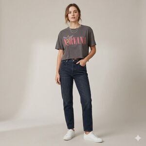 Nirvana In Utero Angel Crop Top Charcoal Gray Graphic Tee Y2K Grunge Whimsygoth